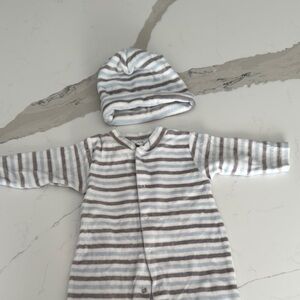 Striped Baby Onesie and Hat Set